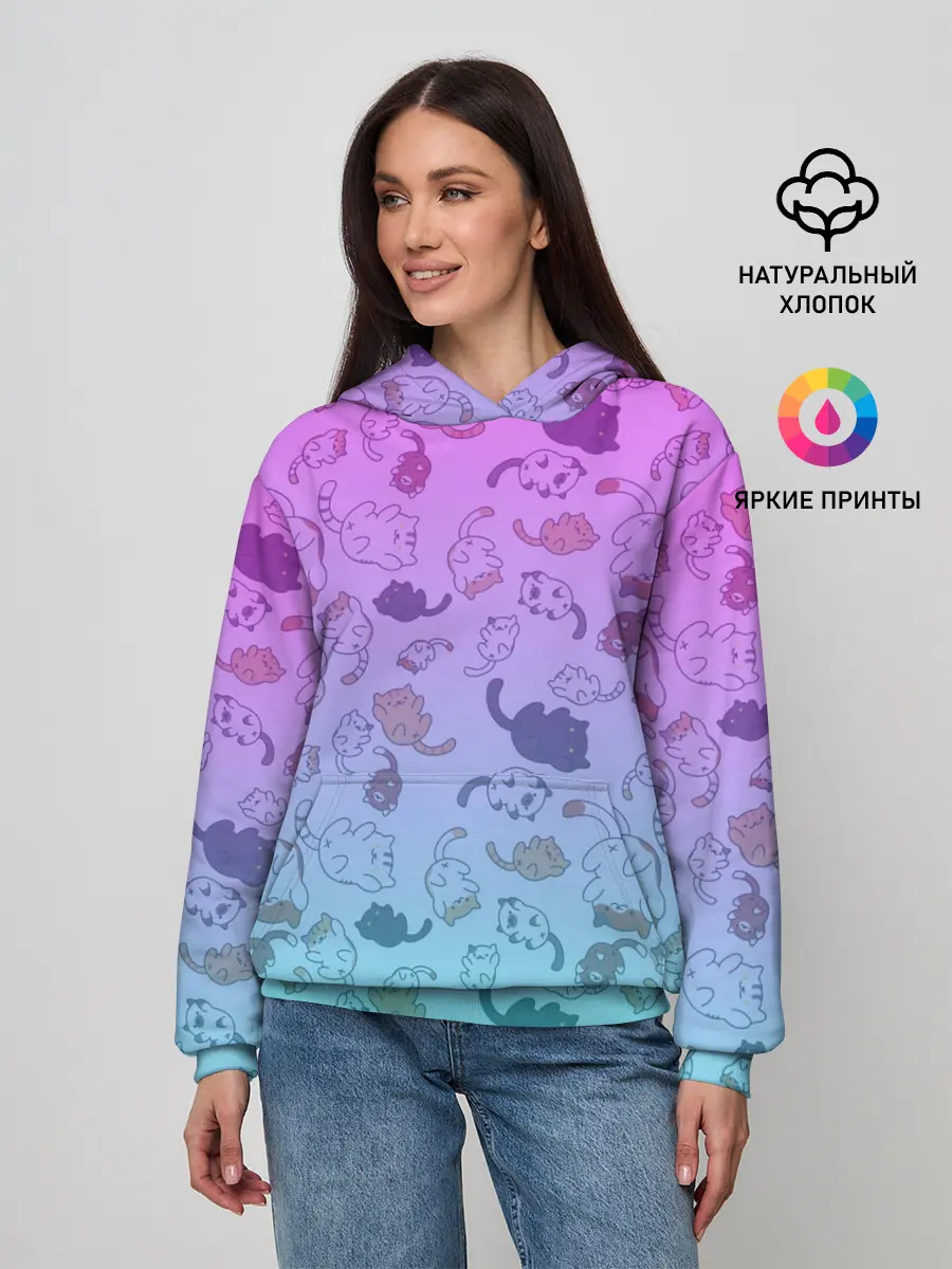 Женское худи / Котики в полете