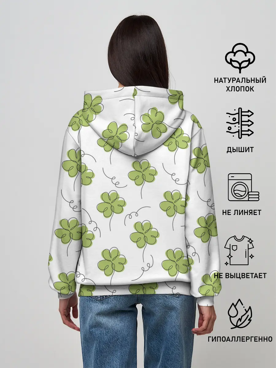 Женское худи / Клевер на День святого Патрика