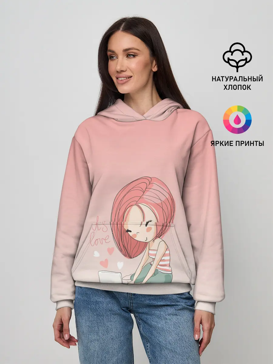 Женское худи / влюбленная девушка ноутбук
