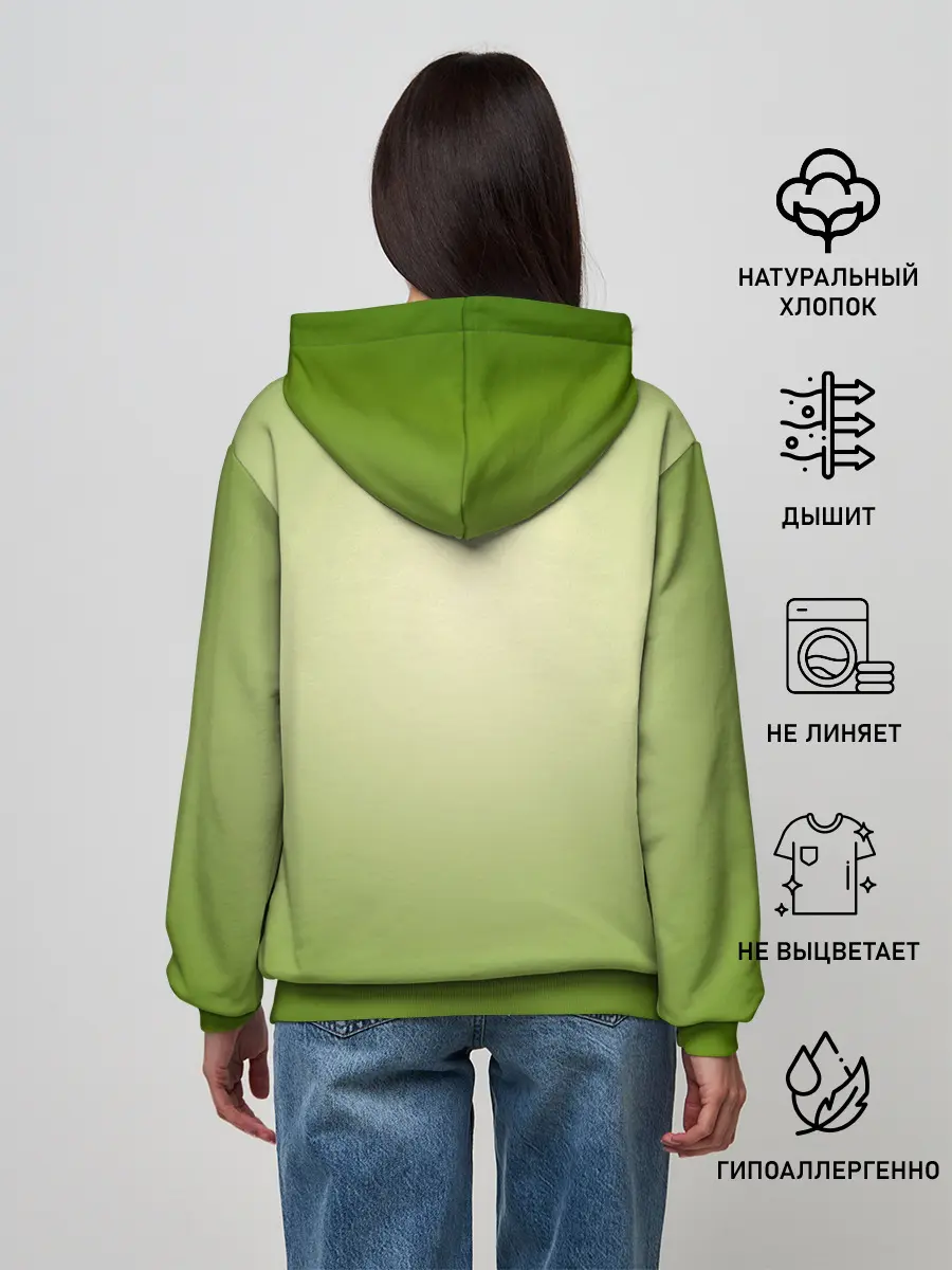 Женское худи / Билли Айлиш на зеленом фоне