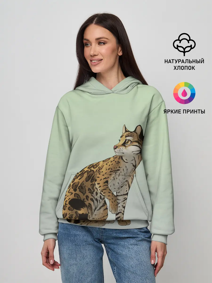 Женское худи / дикий кот оцелот