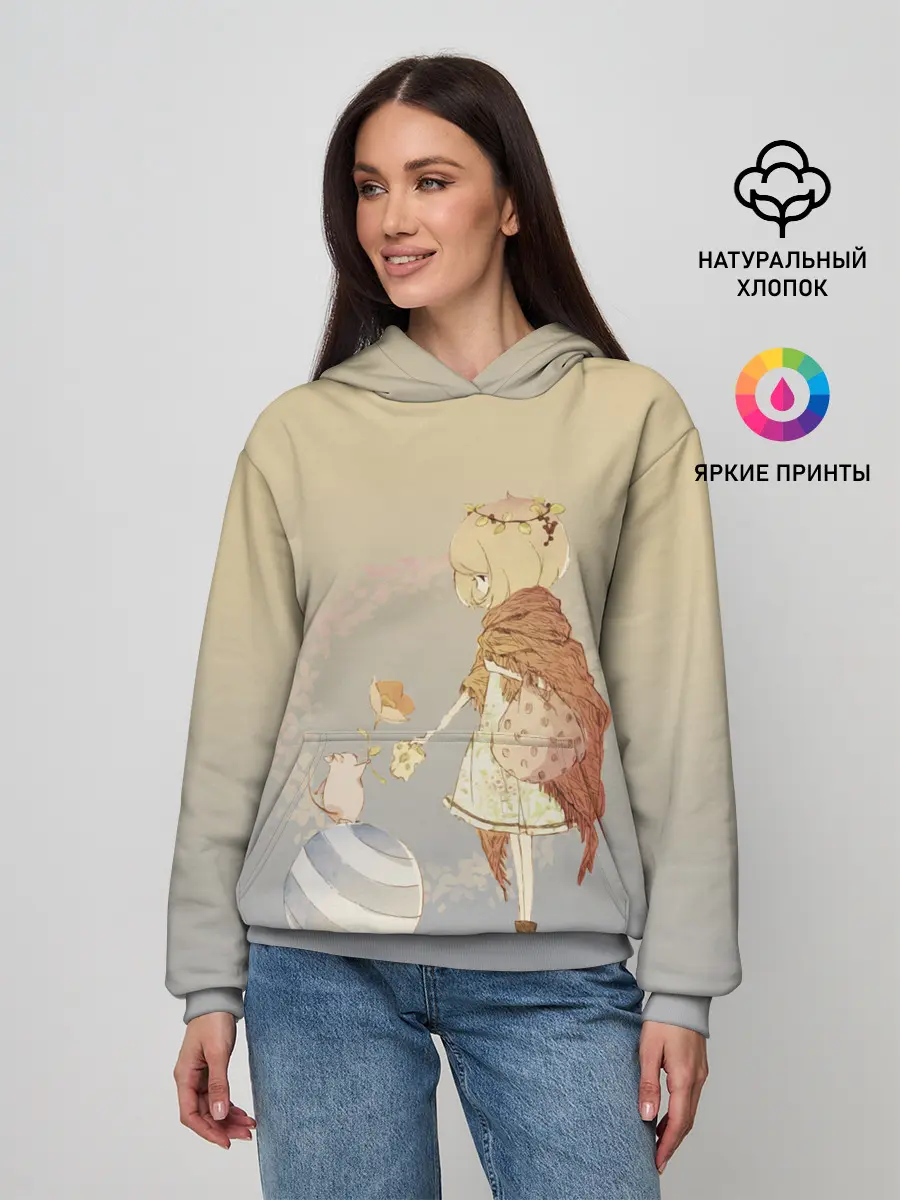 Женское худи / девочка и мышка друзья