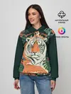 Женское худи / Огненный Тигр в Цветах
