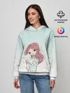 Женское худи / Девочка и любимый кот арт