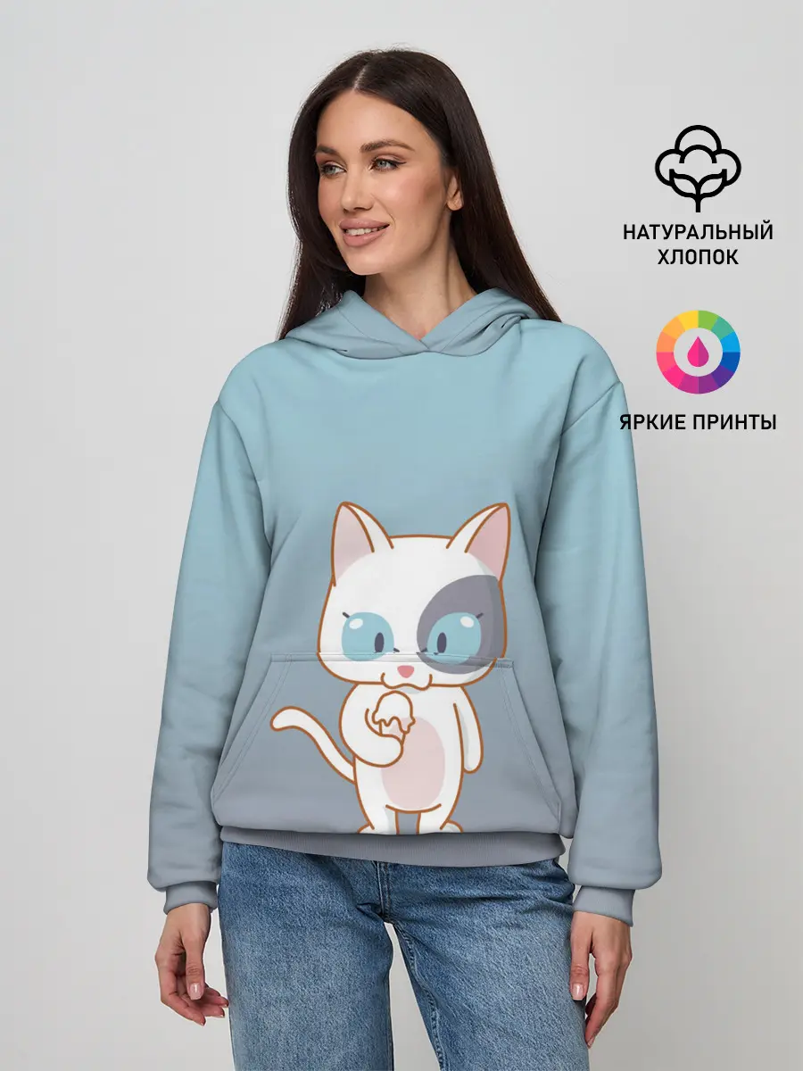 Женское худи / кот с мороженкой