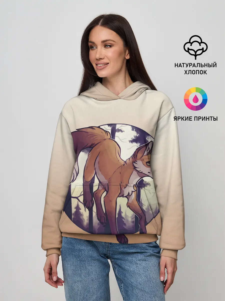 Женское худи / Лисица рисунок