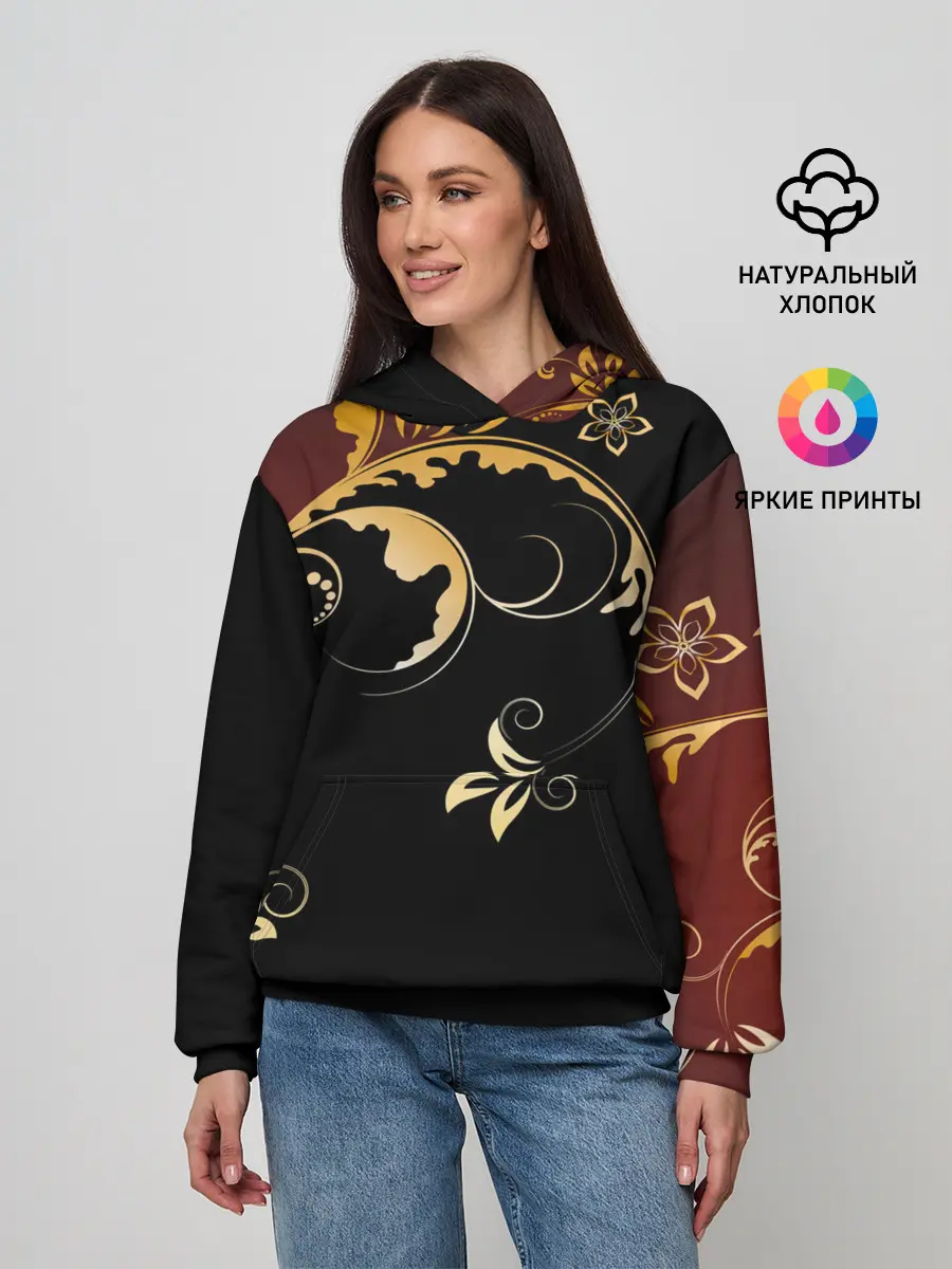 Женское худи / Узор - Хохлома