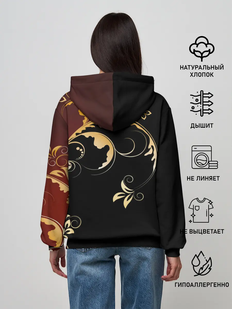 Женское худи / Узор - Хохлома