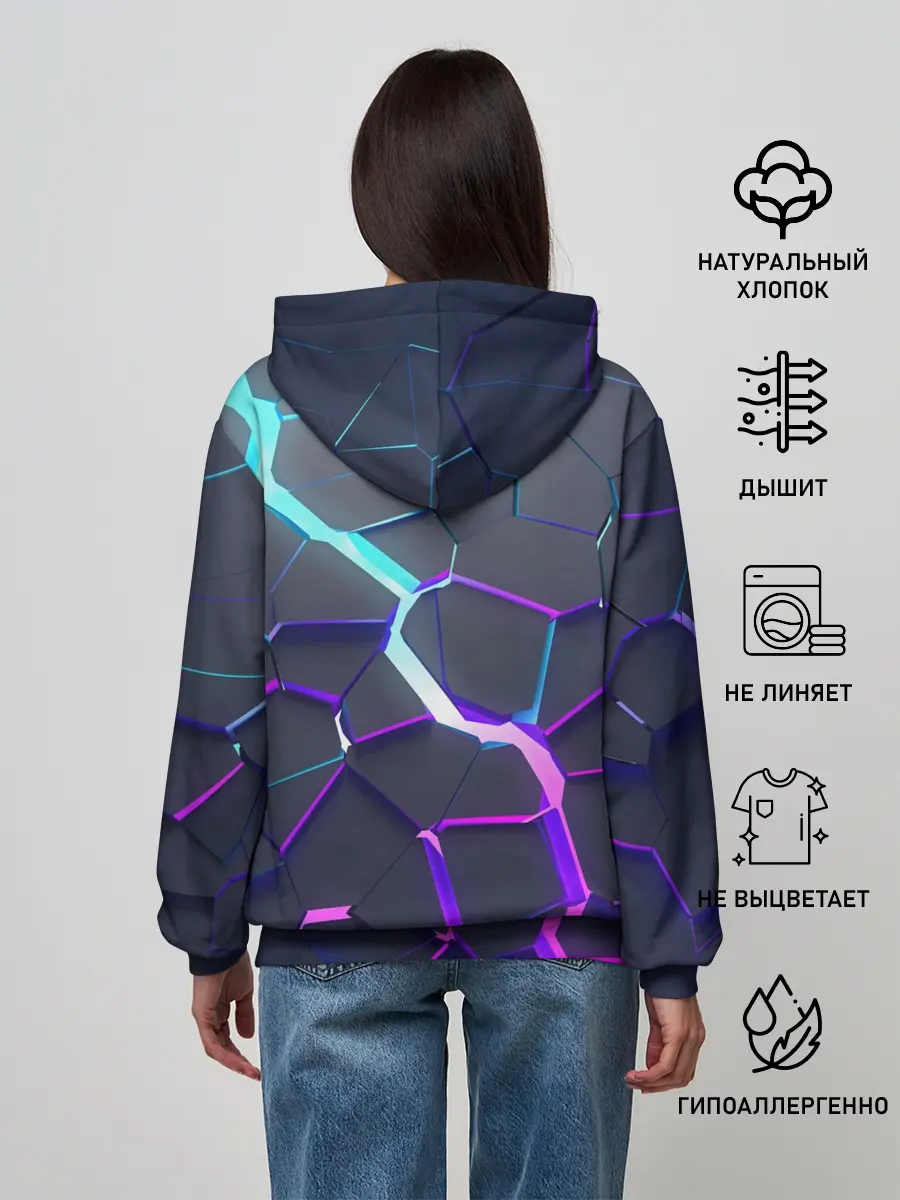 Женское худи / НЕОНОВЫЙ РАЗЛОМ | 3Д РАЗЛОМ