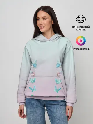 Женское худи / акварельные бабочки