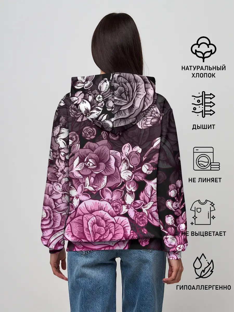 Женское худи / РОЗЫ | ROSES | БАБОЧКИ