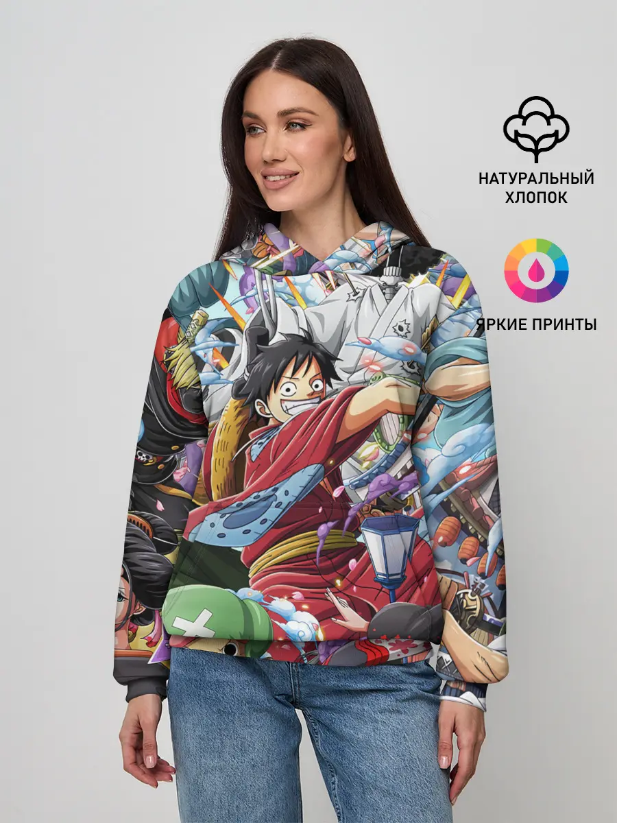 Женское худи / One Piece стикербомбинг