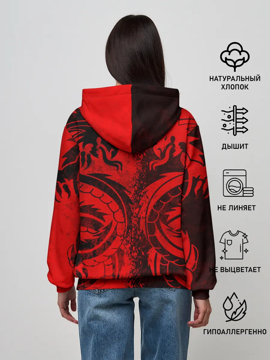 Женское худи / BLACK RED DRAGONS TATOO