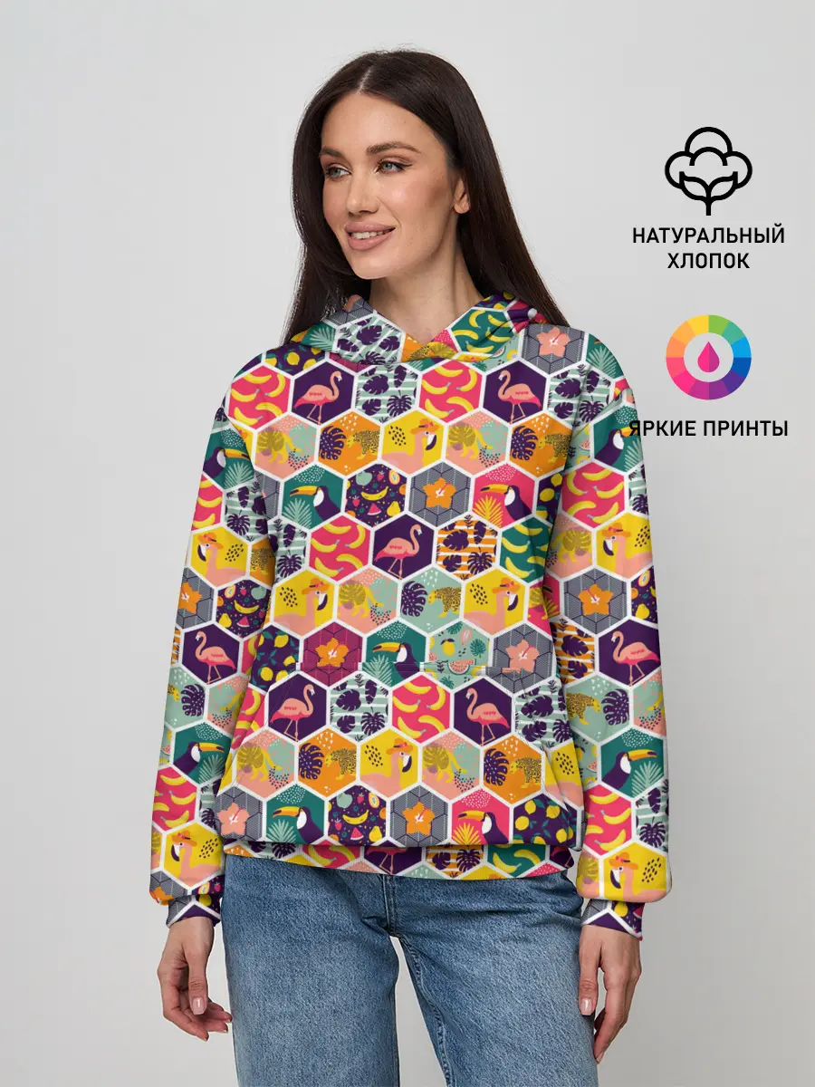 Женское худи / Тропический коллаж
