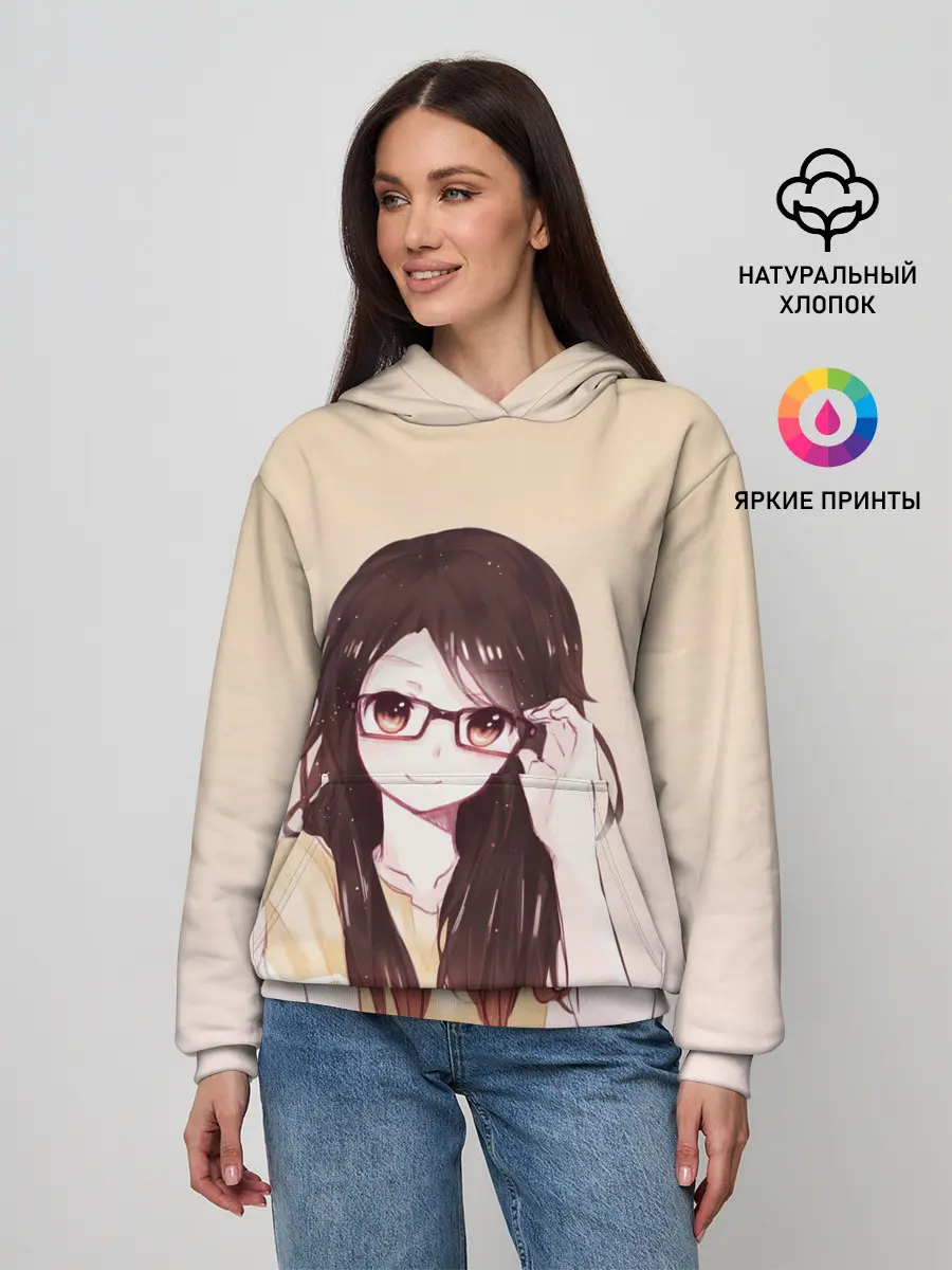 Женское худи / девочка в очках милая