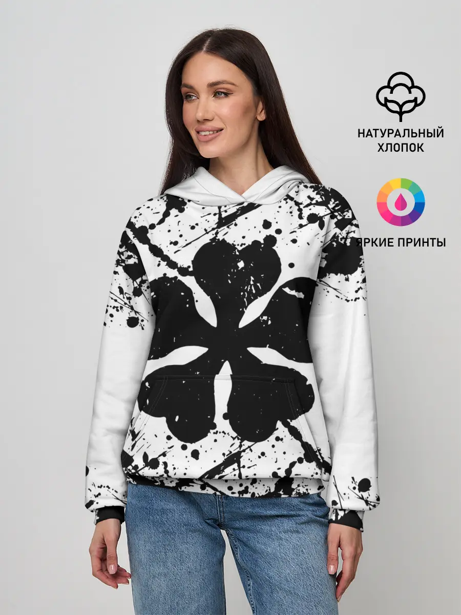 Женское худи / черный клевер,