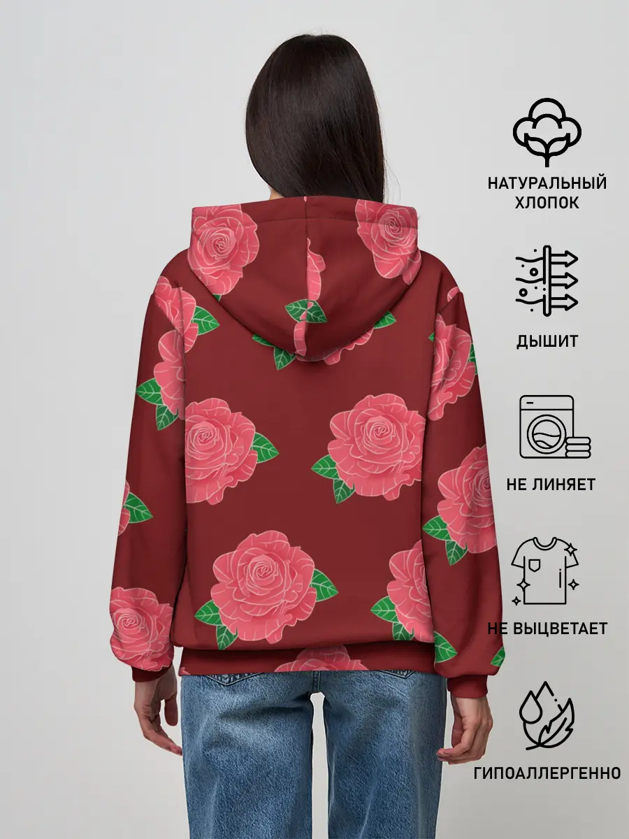 Женское худи / Розы на красном