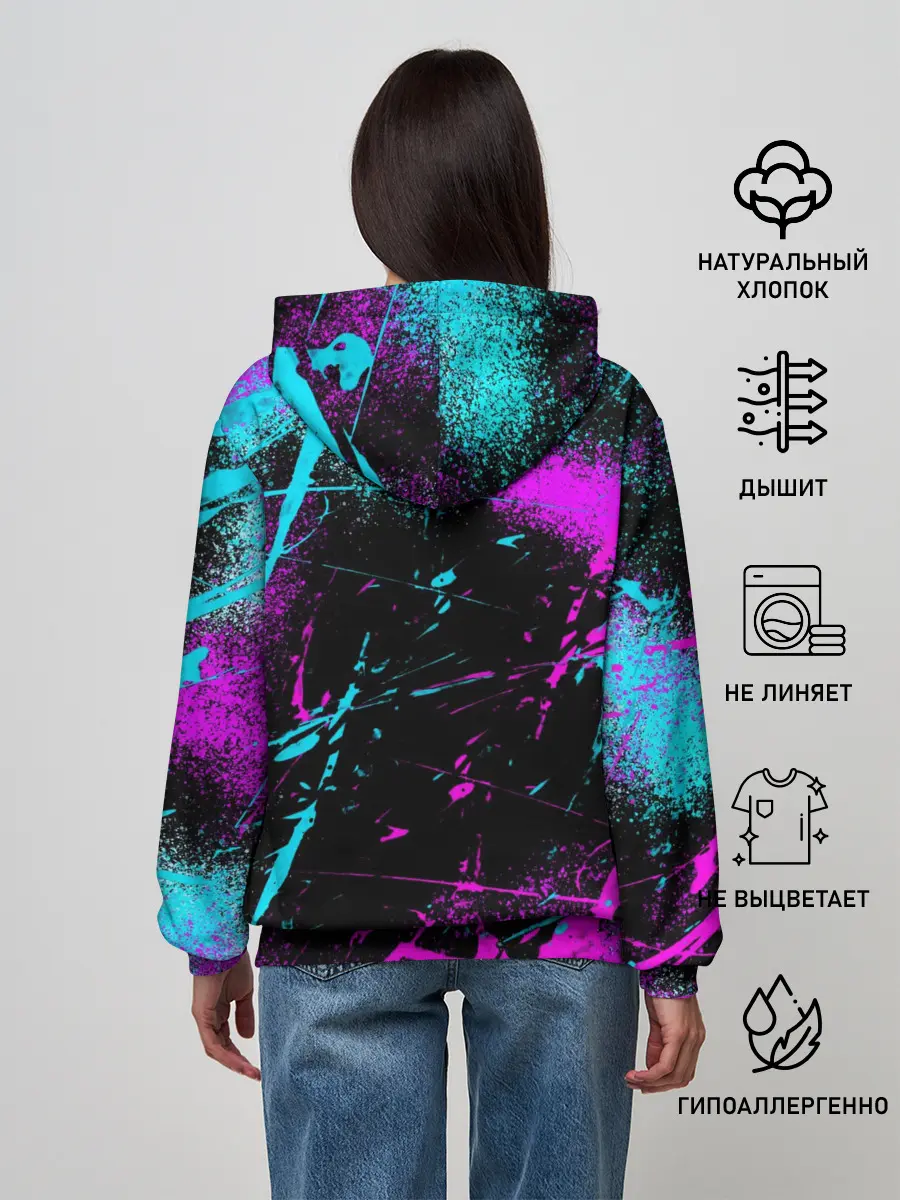 Женское худи / Неоновый череп