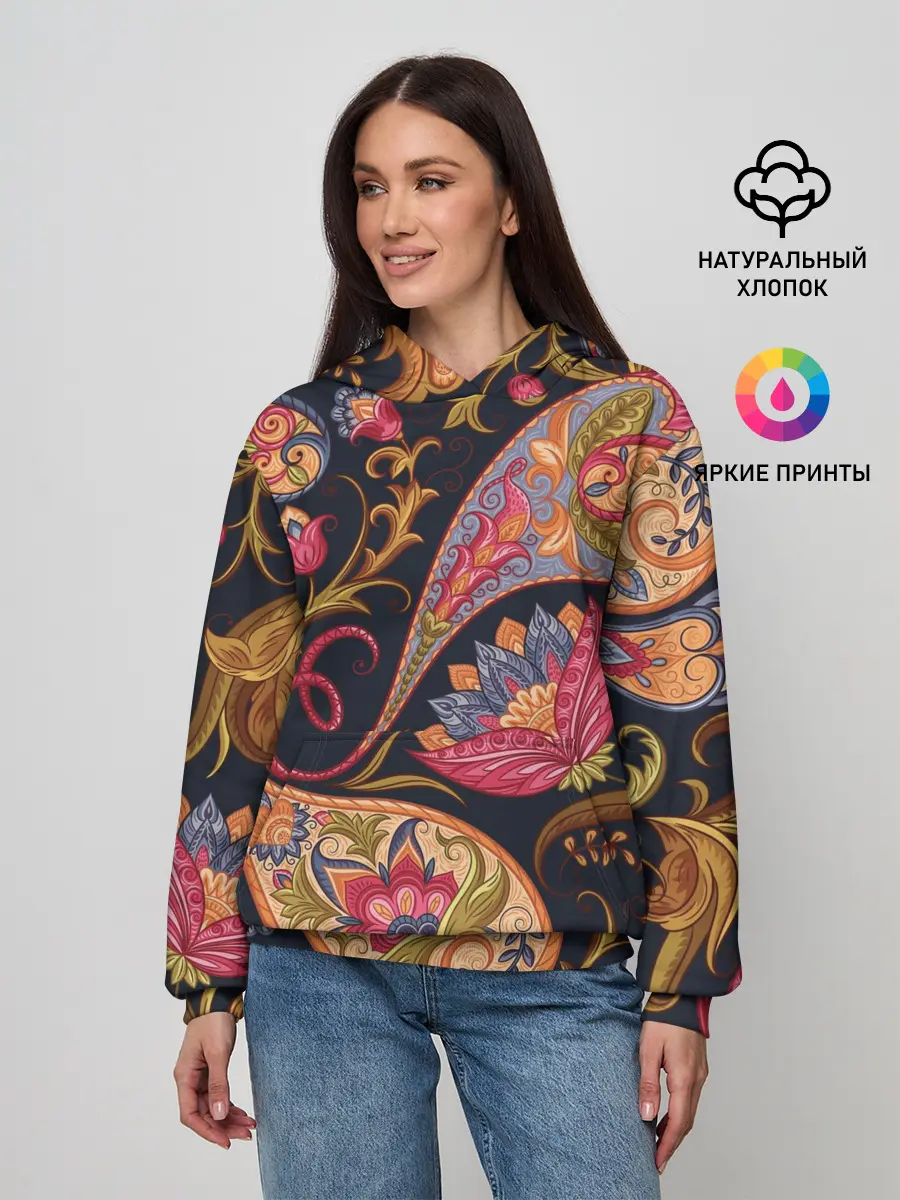 Женское худи / РОСПИСЬ ЦВЕТАМИ