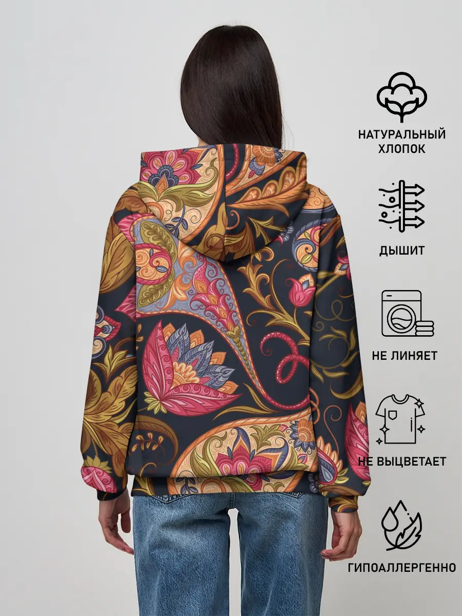 Женское худи / РОСПИСЬ ЦВЕТАМИ