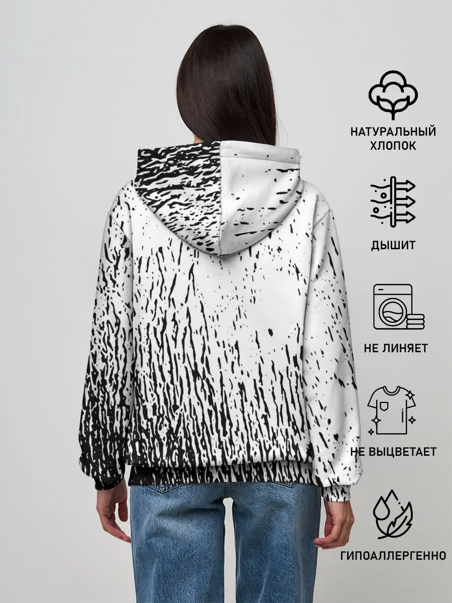 Женское худи / Черный клевер на едко белом фоне