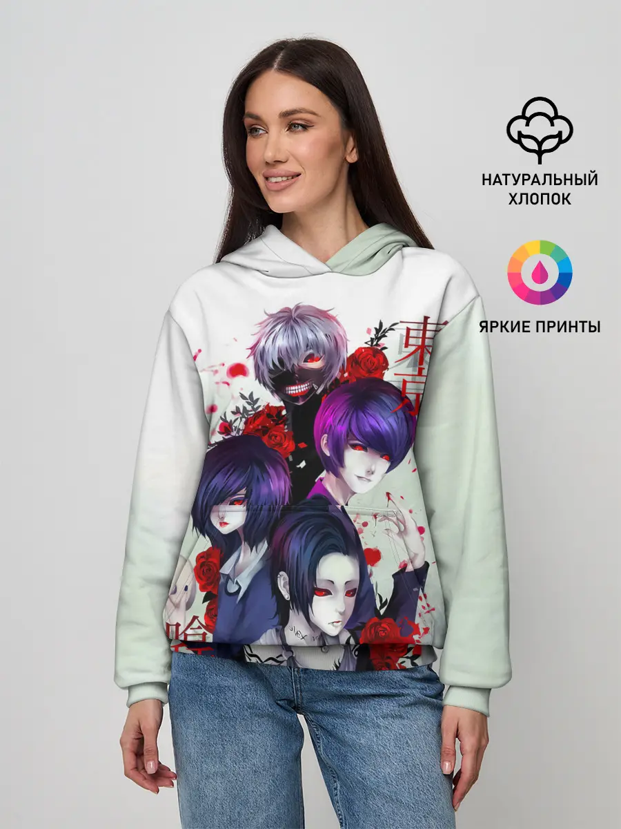 Женское худи / Канеки с девчонками - Токийский гуль