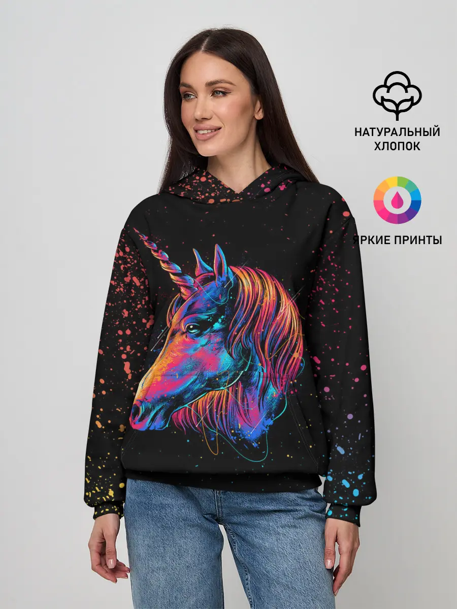 Женское худи / ЕДИНОРОГ | UNICORN RAINBOW