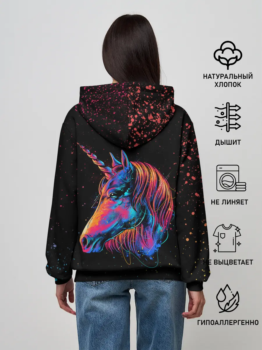 Женское худи / ЕДИНОРОГ | UNICORN RAINBOW