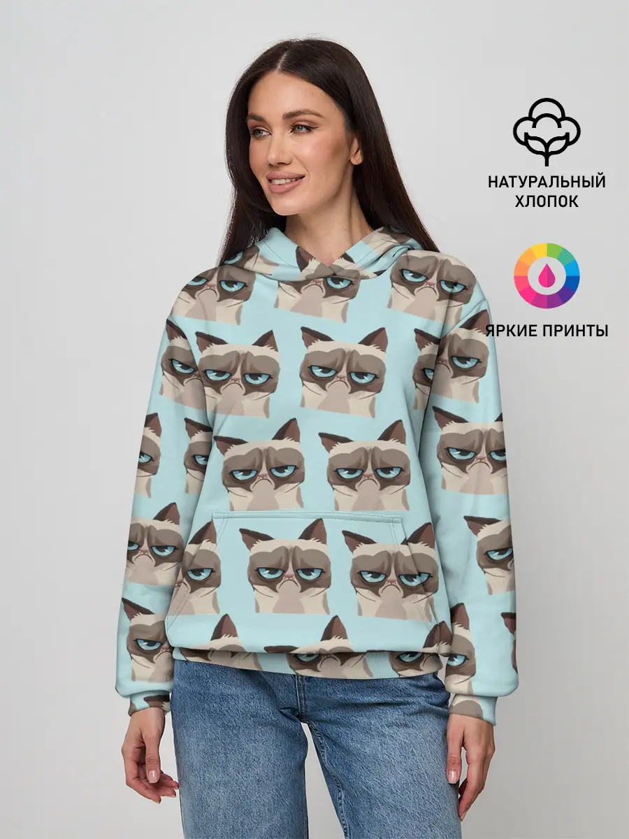 Женское худи / Грустный котик
