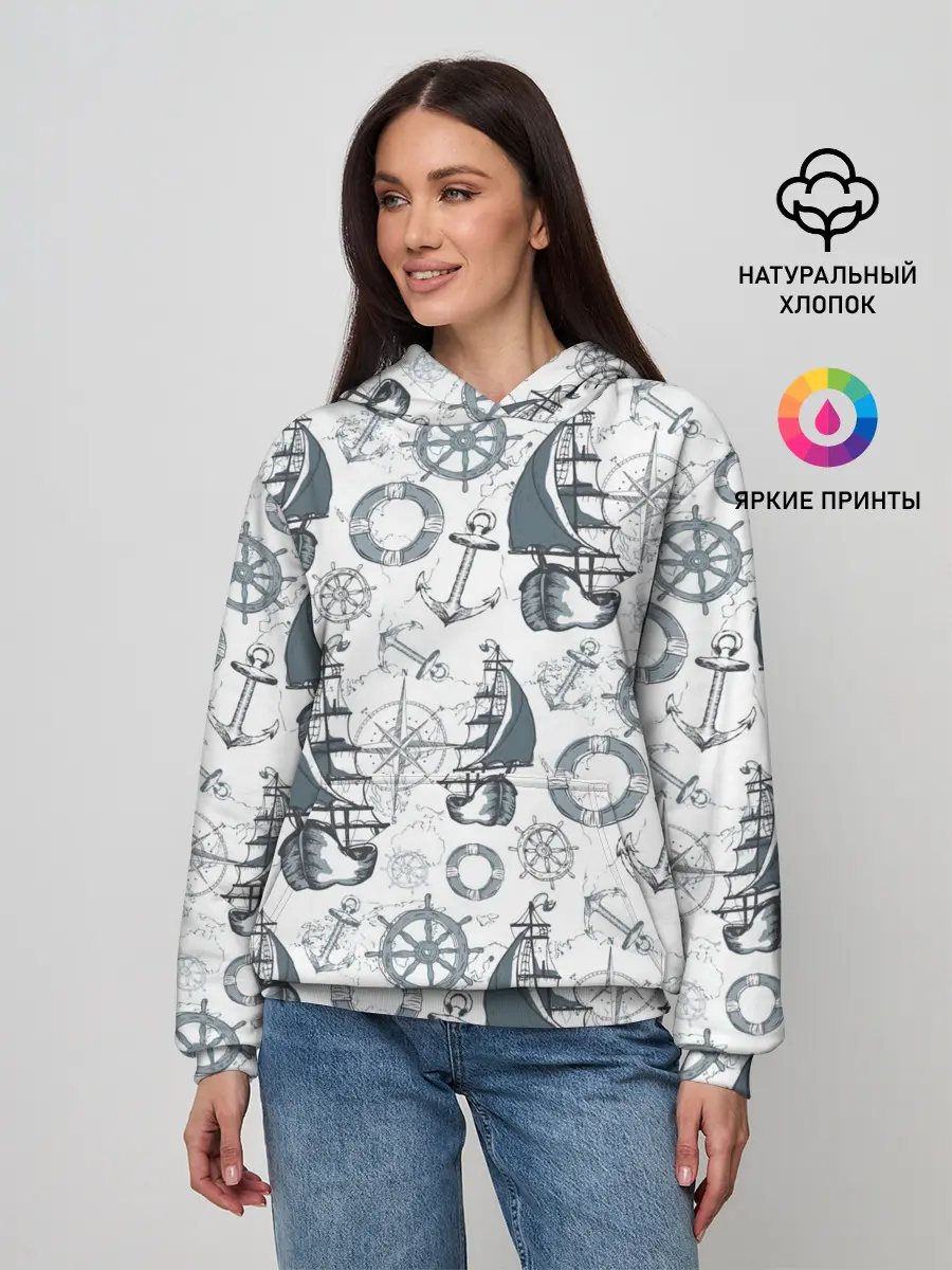 Женское худи / Морской узор Nautical Pattern