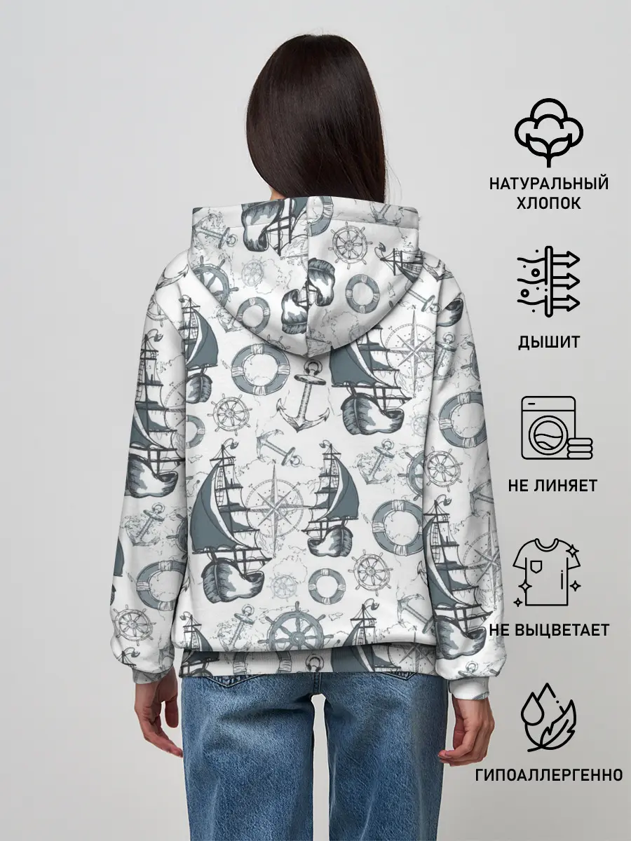 Женское худи / Морской узор Nautical Pattern
