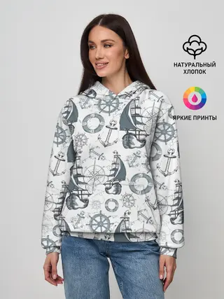 Женское худи / Морской узор Nautical Pattern