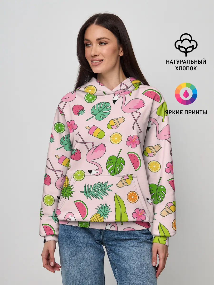 Женское худи / Фламинго | Лето