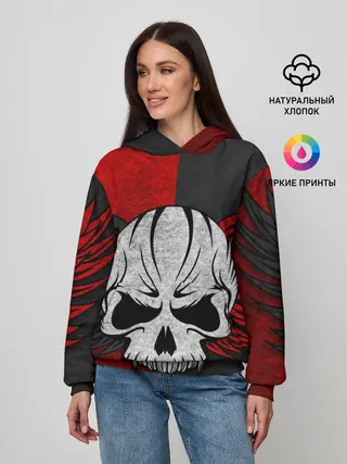 Женское худи / Крылатый череп 3D