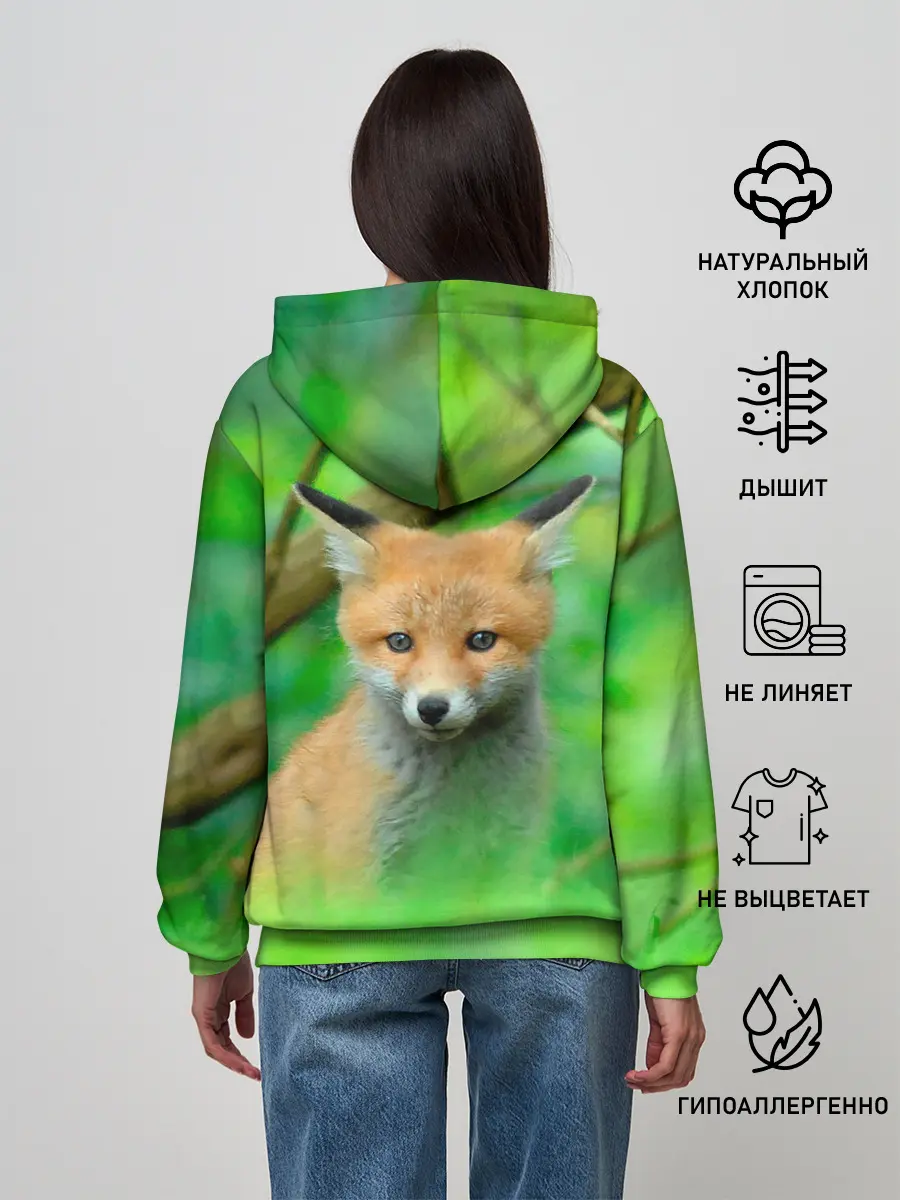 Женское худи / Лисенок в зеленом лесу