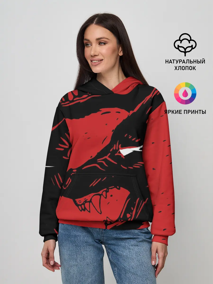 Женское худи / Красный волк 3D