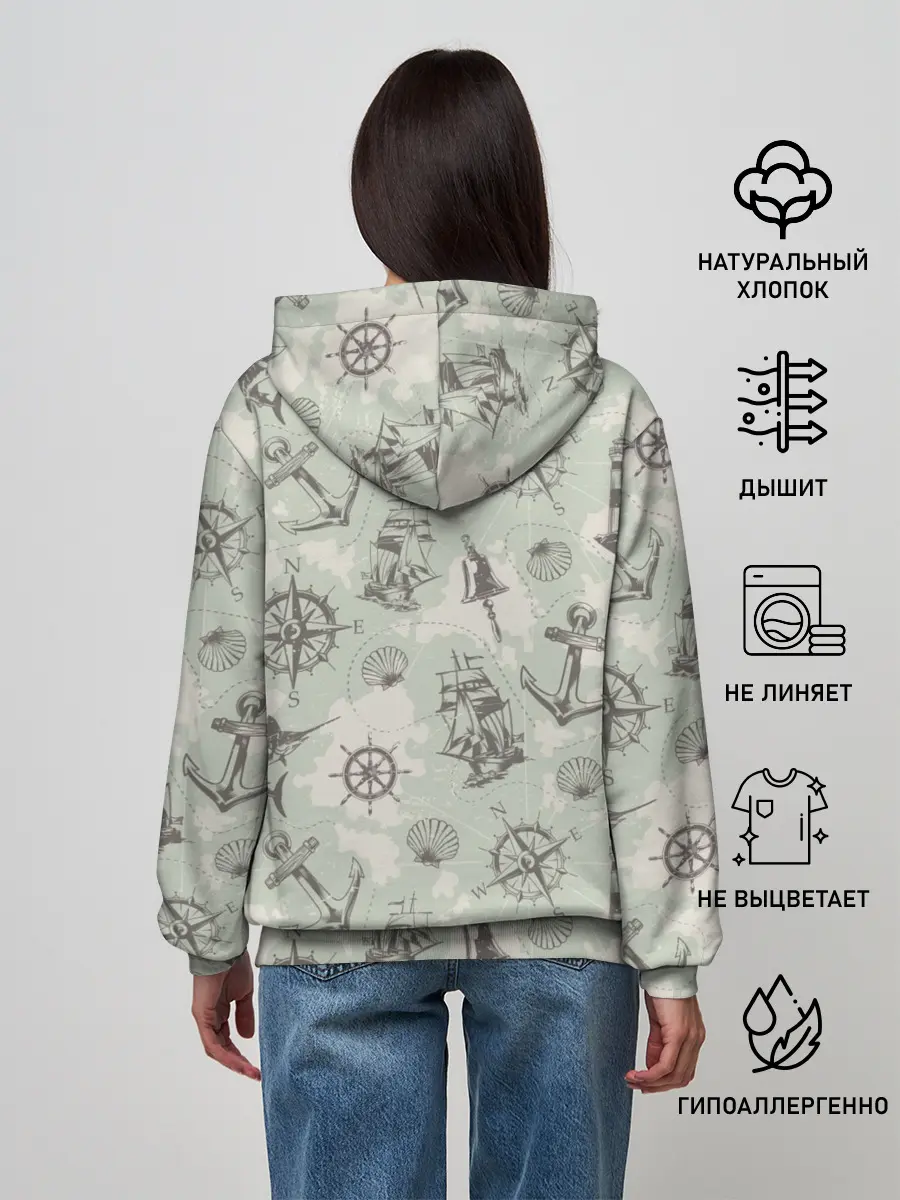 Женское худи / Морская карта