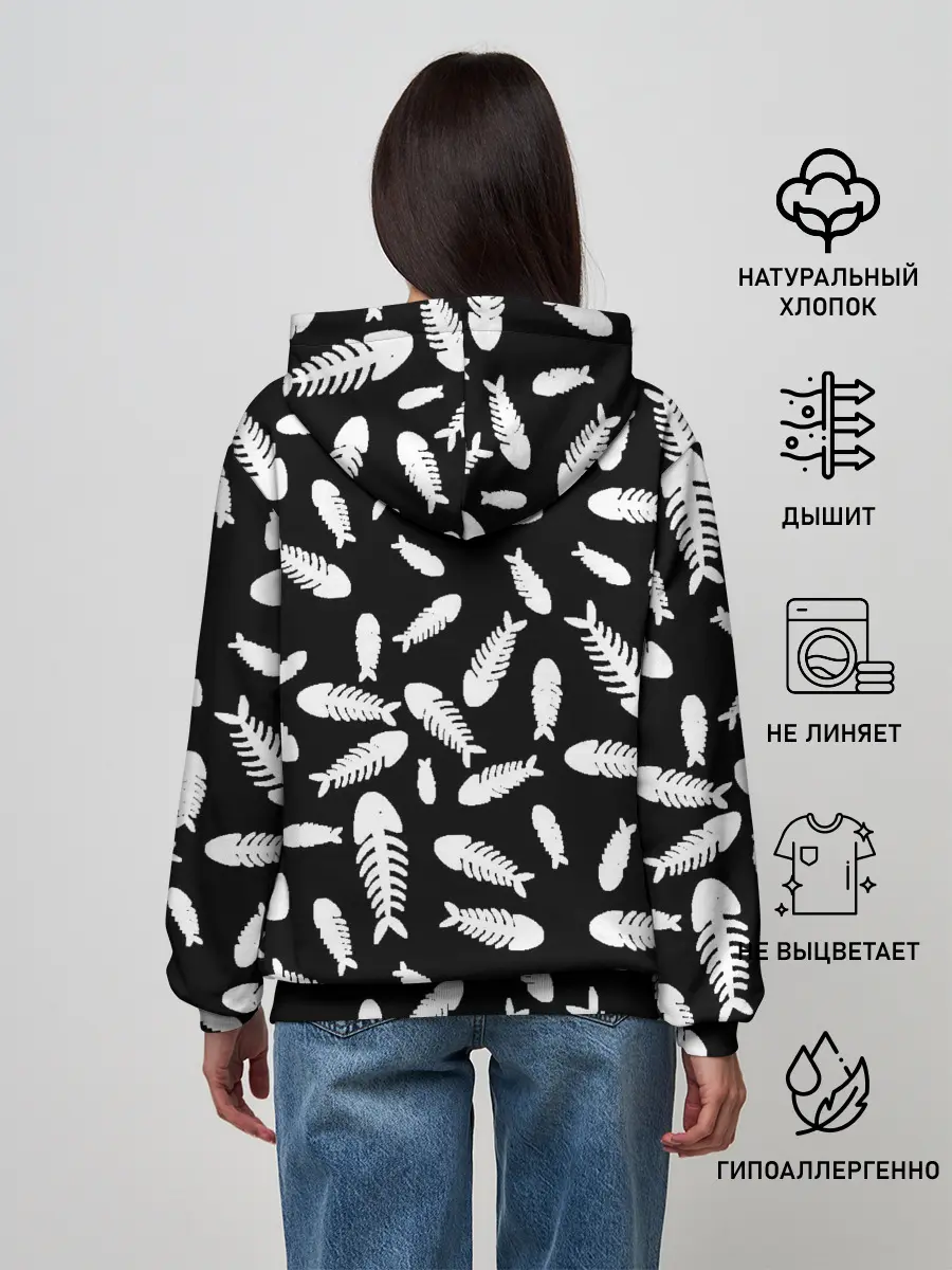 Женское худи / Скелеты рыб