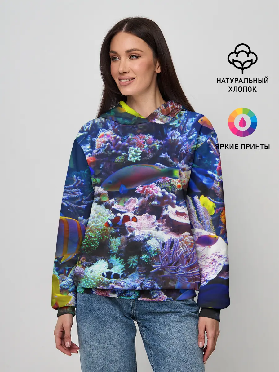Женское худи / Коралловые рыбки