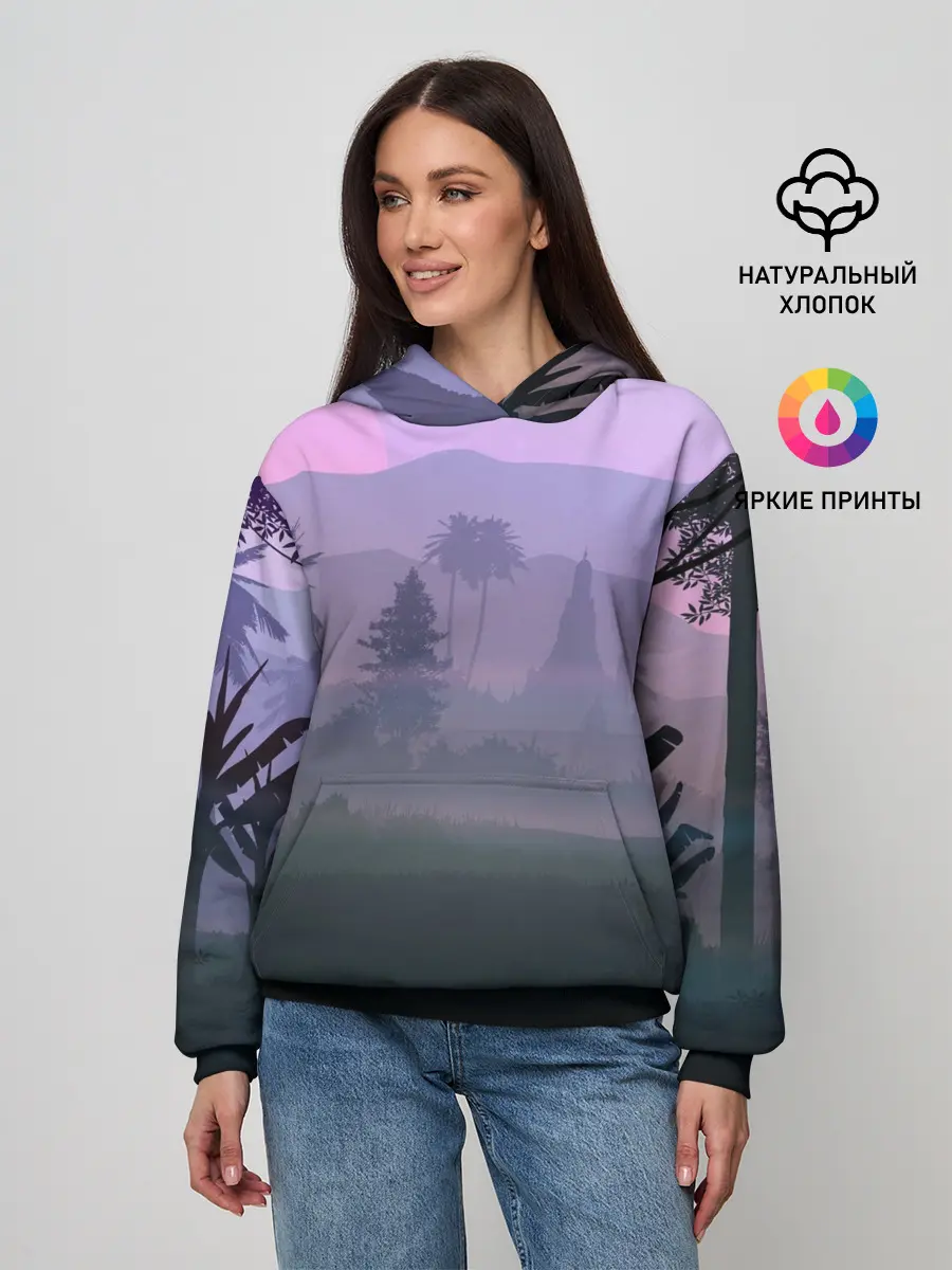 Женское худи / forest at sunset