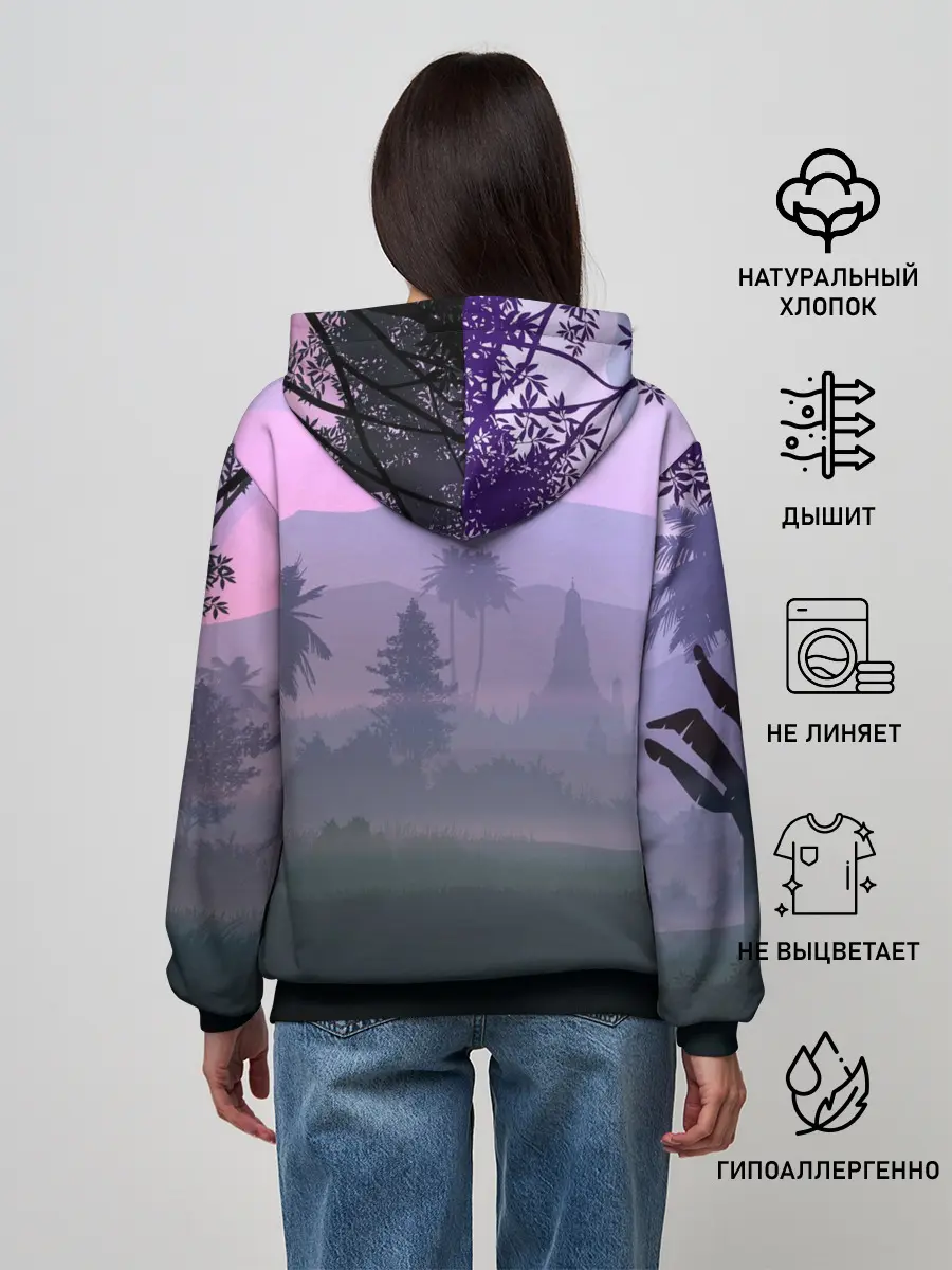 Женское худи / forest at sunset