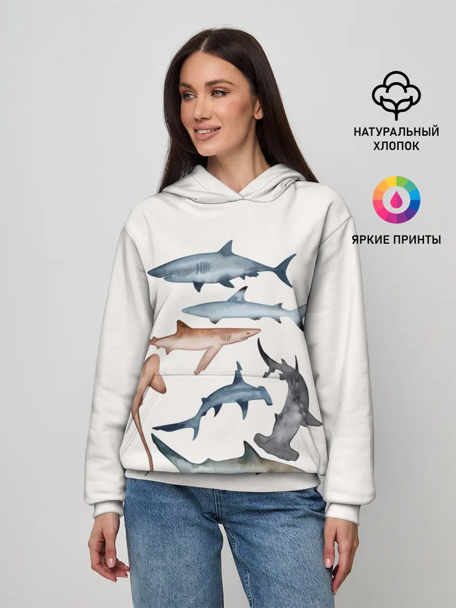 Женское худи / акулы