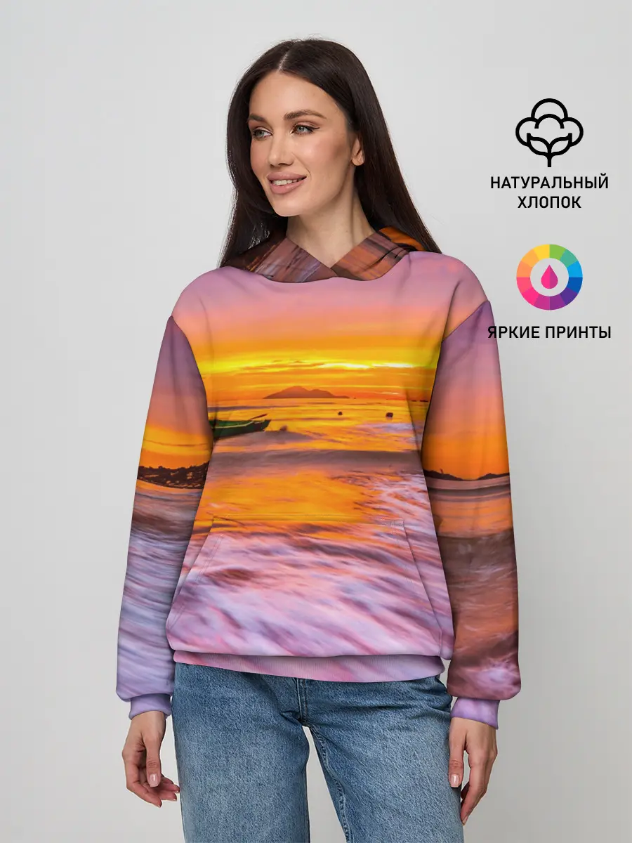 Женское худи / Закат на пляже
