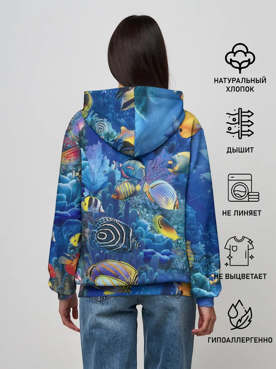Женское худи / Коралловые рыбки