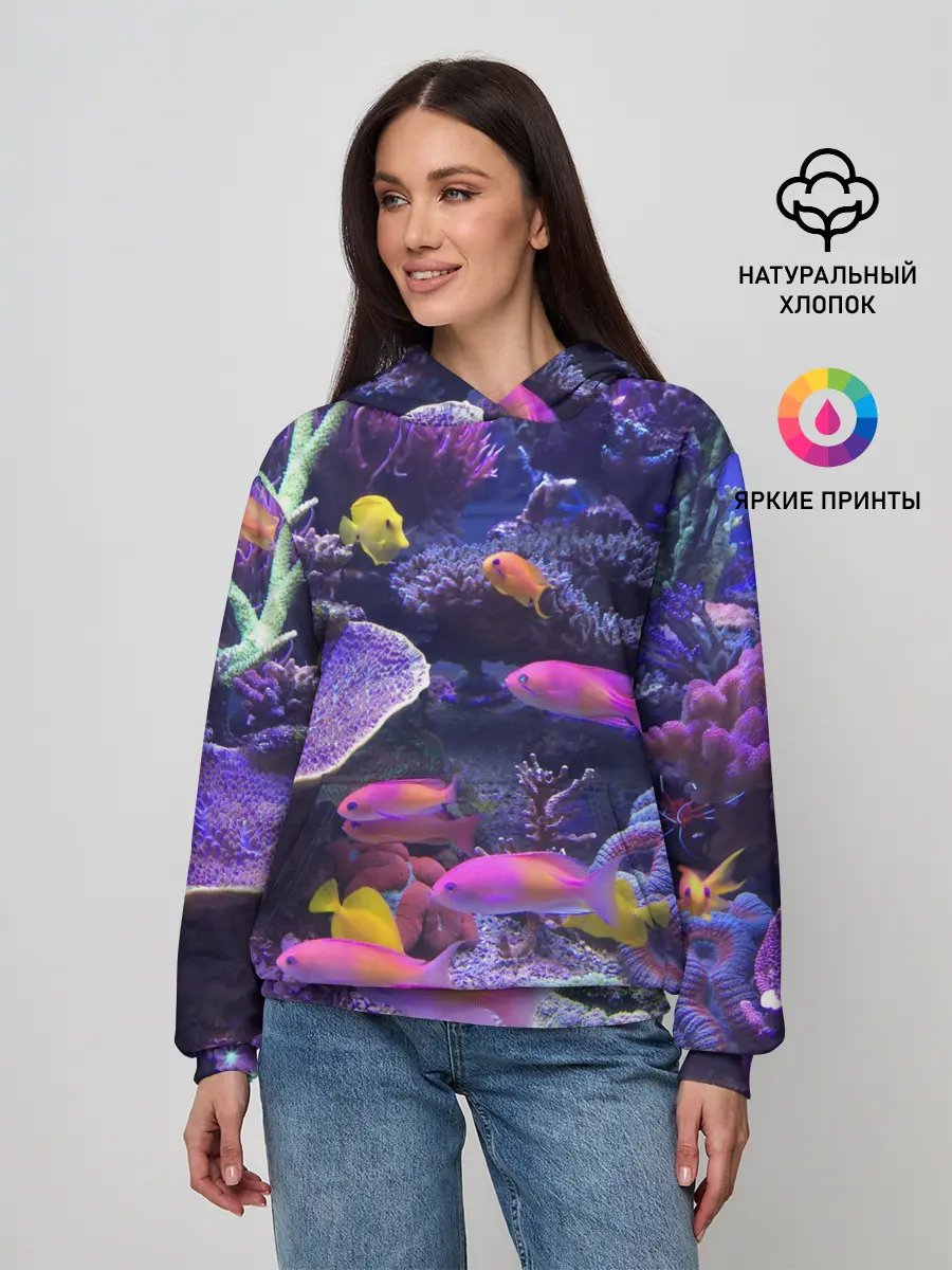 Женское худи / Коралловые рыбки