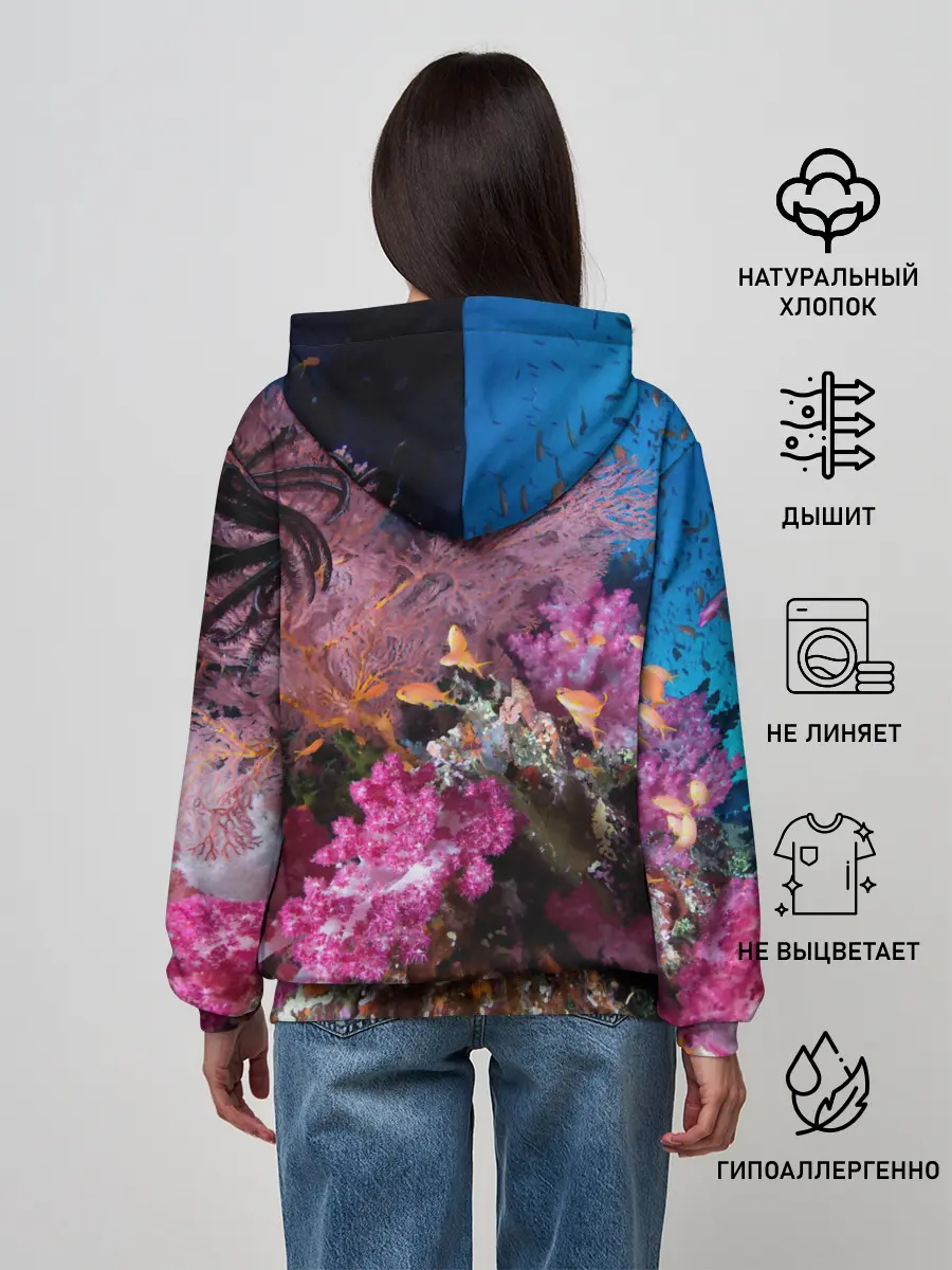 Женское худи / Коралловые рыбки