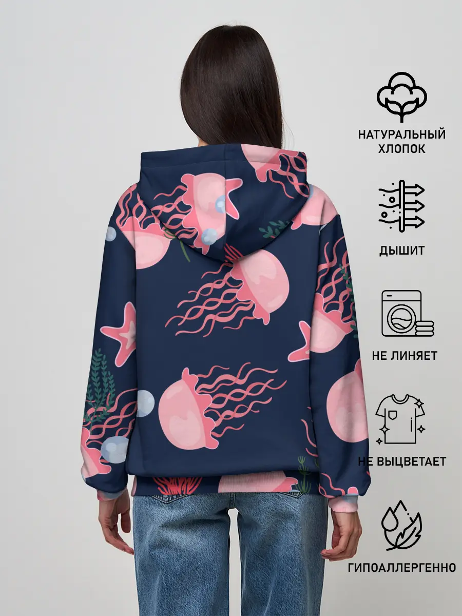 Женское худи / розовые медузы