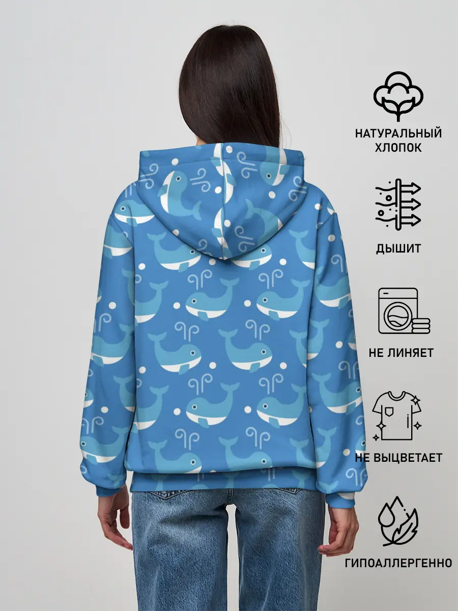 Женское худи / Киты паттерн