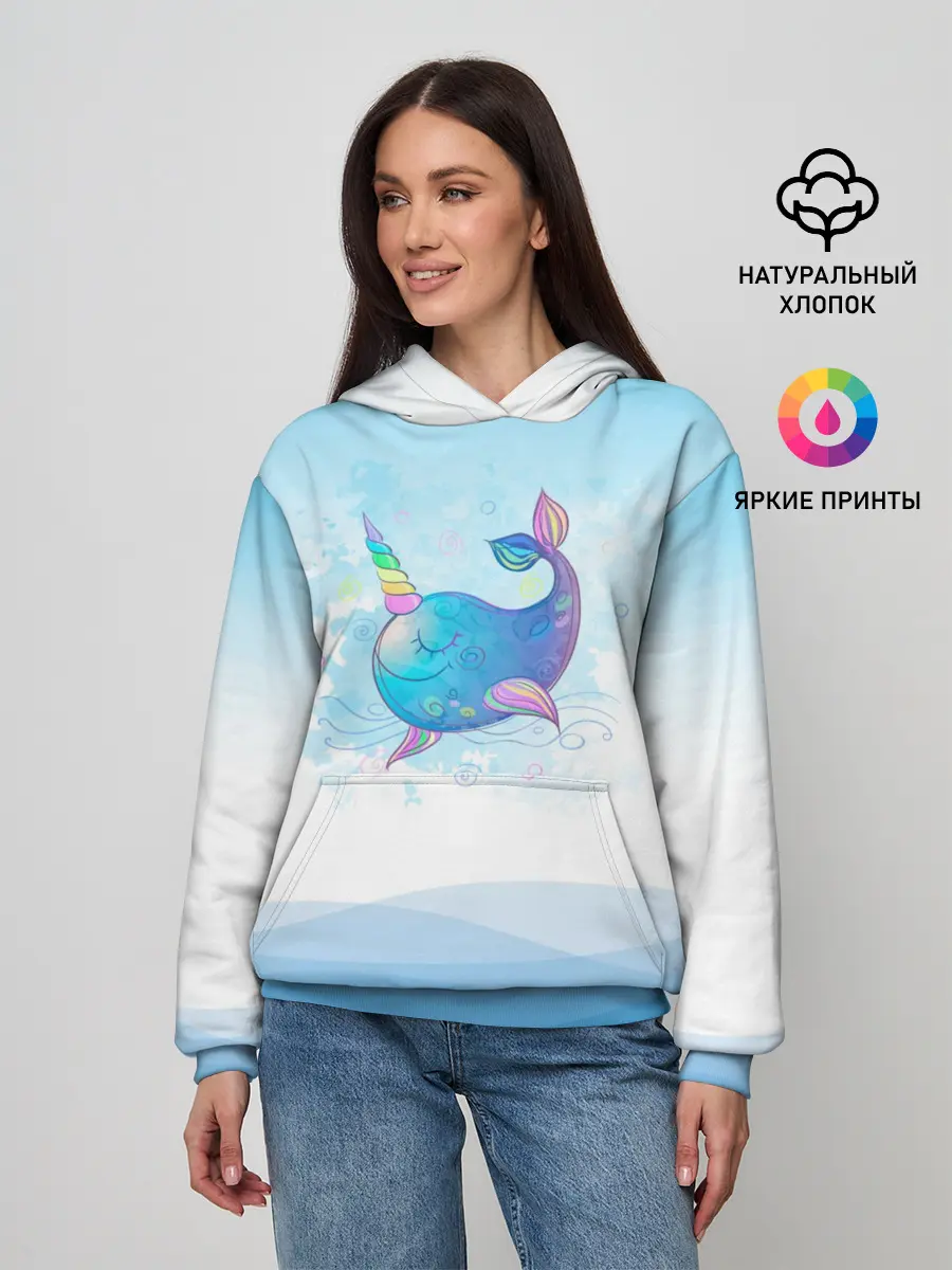 Женское худи / Дельфин единорог