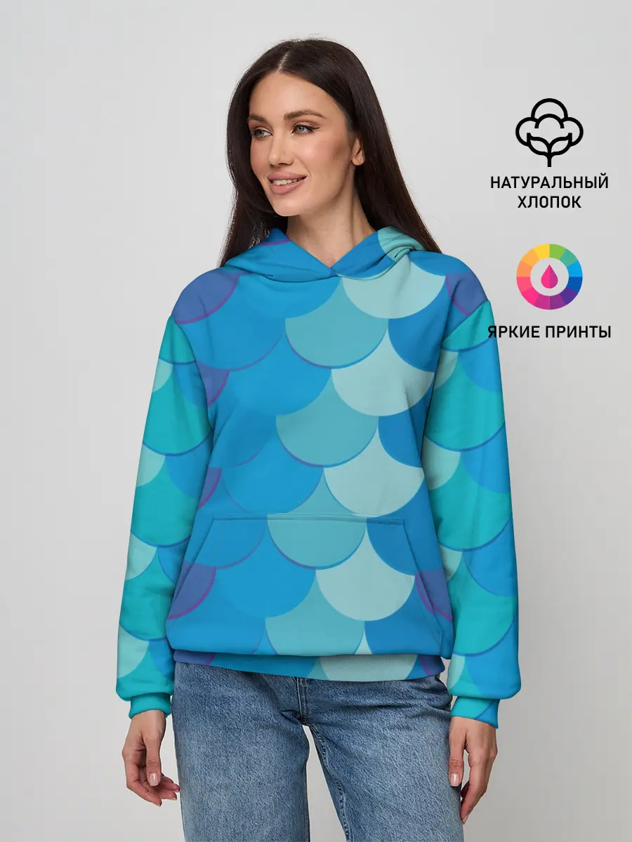 Женское худи / Синяя чешуя рыбы